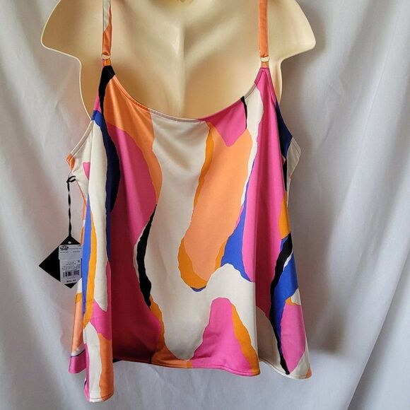 NEW Ava & Viv Tank Silky Strappy Colorful Geometric Adjustable Straps 2X NWT - Picture 6 of 8